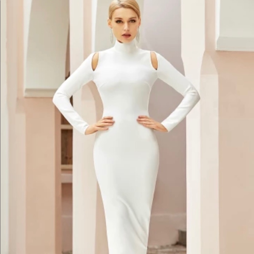Luxury white bandage dress